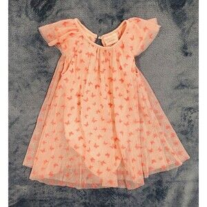 Madison Layne Baby Girl 24M Pink Butterfly Tulle Romper Dress Bodysuit